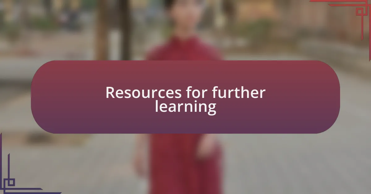 Resources for further learning