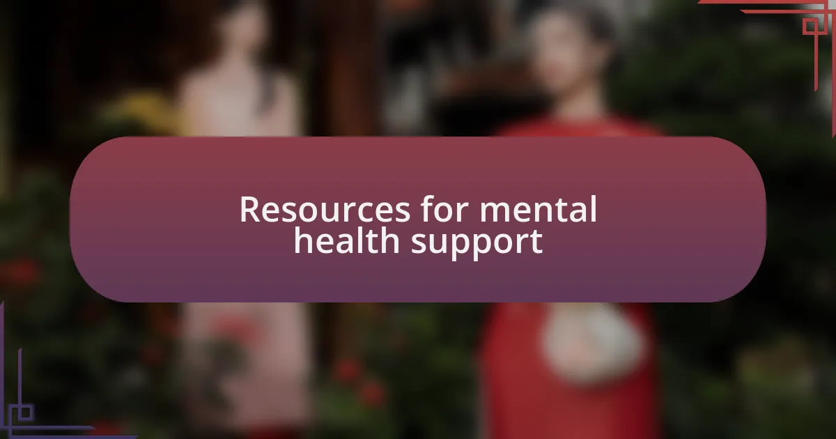 Resources for mental health support