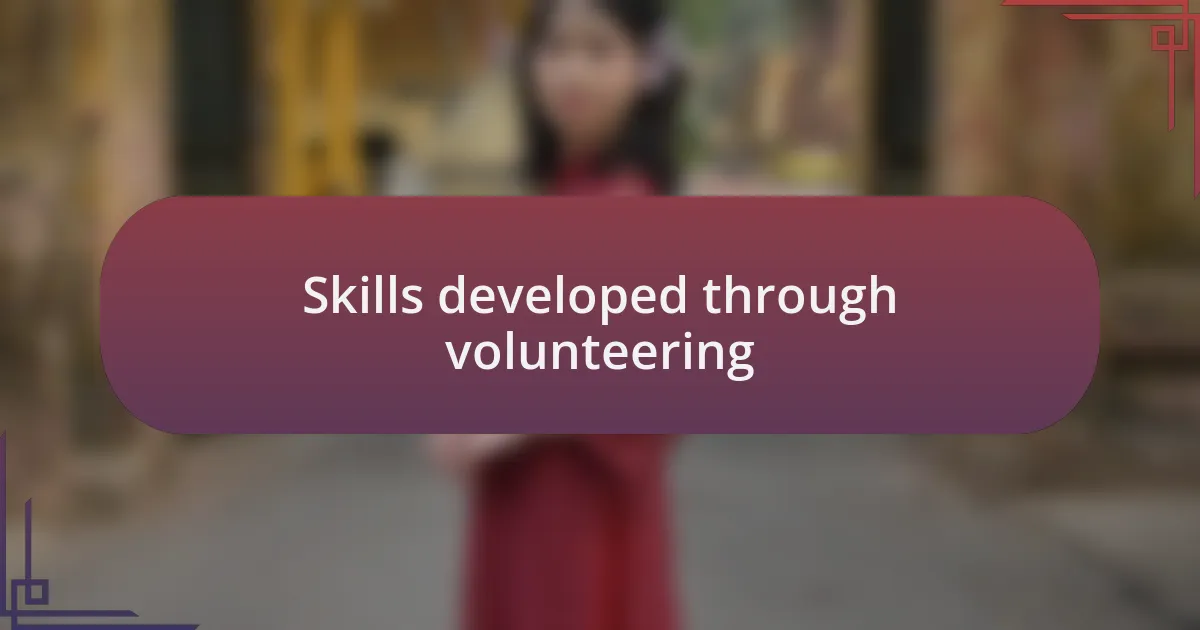 Skills developed through volunteering